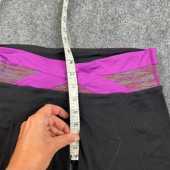 LULULEMON Womens Wunder Under Cropped Leggings Black Purple waistband size 8 - Picture 8 of 8